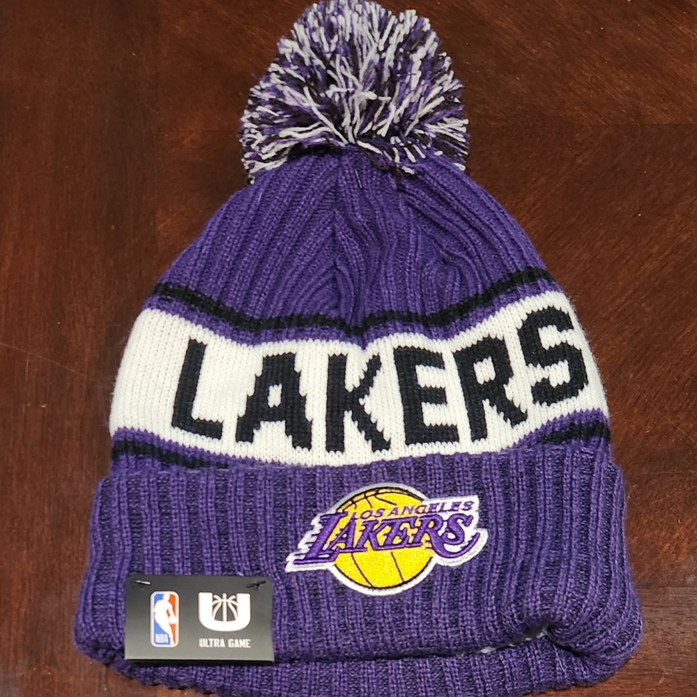 Los Angeles Lakers NBA Ultra Game Unisex Pom Beanie Winter Hat New With Tags